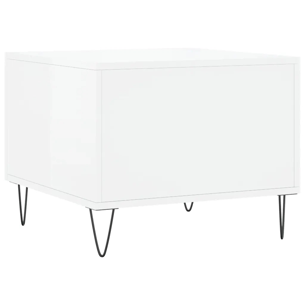 Tavolini Salotto 2pz Bianco Lucido 50x50x40cm Legno Multistrato