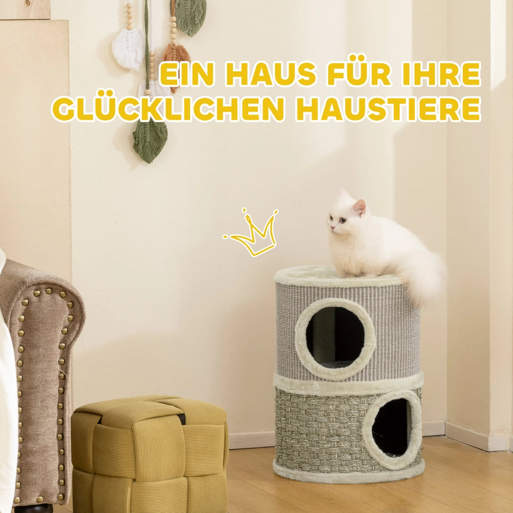 Libreria per gatti con due livelli ¨C Minimal ¨C Khaki e caff¨¨ 49x35.5 cm