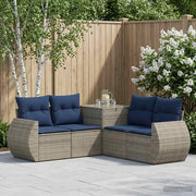 Set di divani 5 pz Grigio e Blu Navy Rattan sintetico e Acciaio 3447901