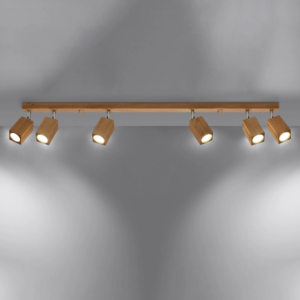 Plafoniera BAMBU 6 faretti legno scuro Pure Lume GU10