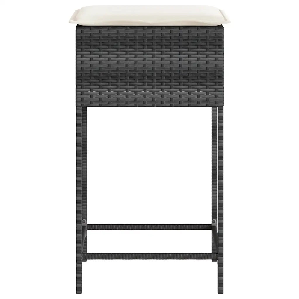 Sgabelli da Bar con Cuscini 2 pz Neri in Polyrattan CFW8054906