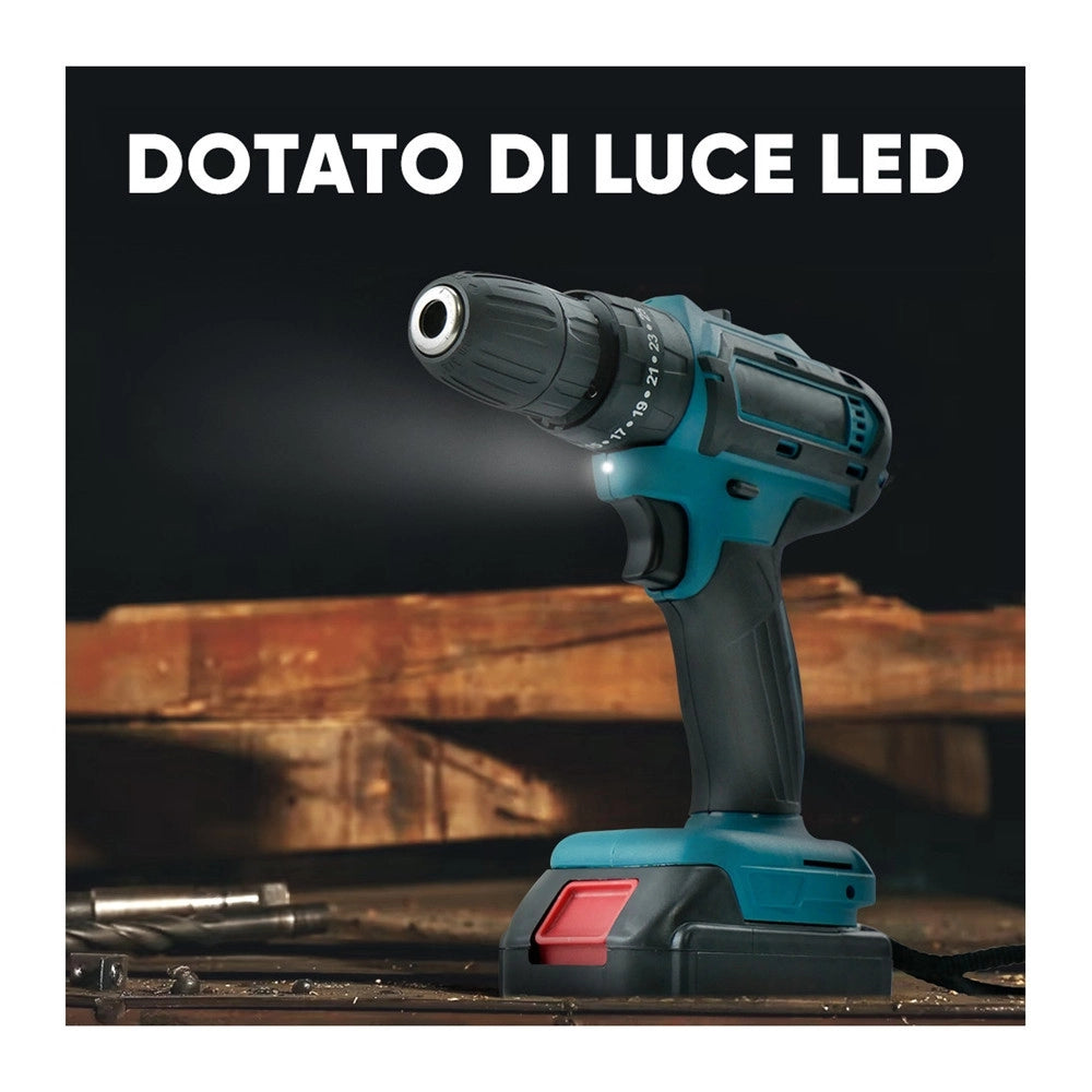 Trade Shop - Kit Da 100 Pezzi Completo Di Attrezzi Con Trapano Avvitatore A Batteria Valigietta -