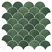 Piastrella a scaglie di pesce 10 pcs Verde Scuro 30 x 30 cm