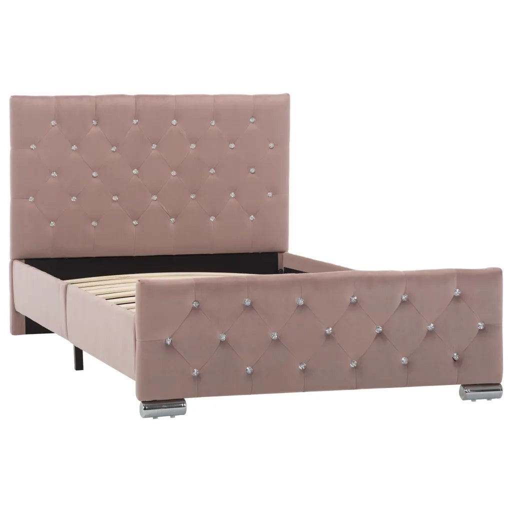 Letto singolo | Letto per adulti | Giroletto Rosa in Velluto 100x200 cm