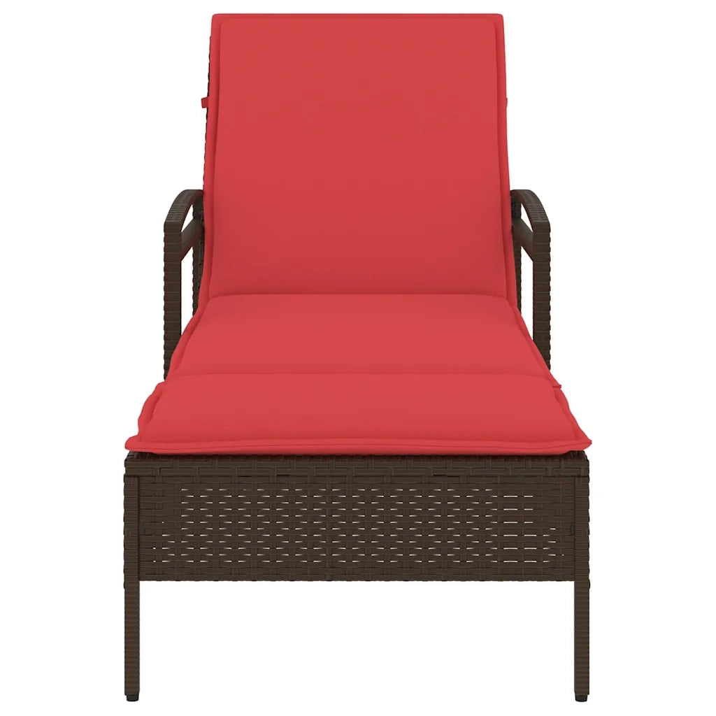 | Lettino da sole | con cuscino Marrone 63 x 200 x 81 cm polyrattan 368306