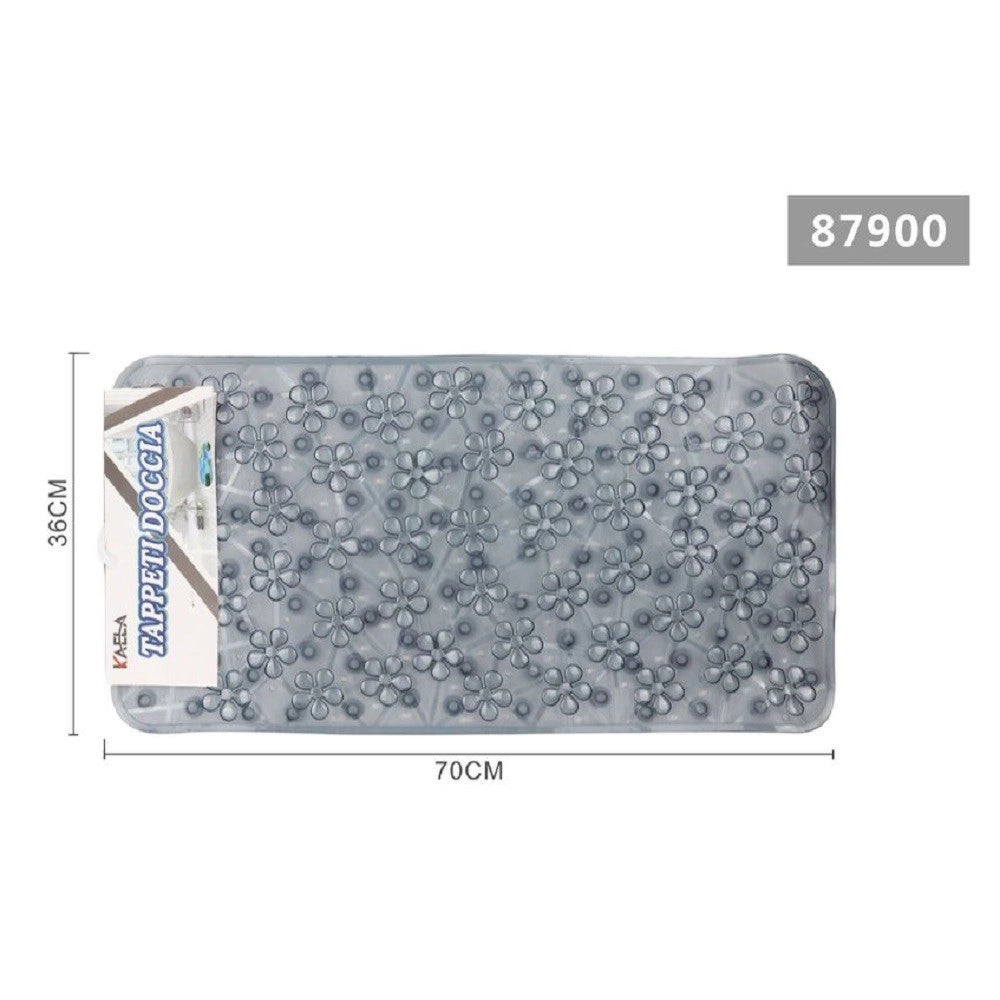 Trade Shop - Tappeto Antiscivolo Rettangolare Bagno Vasca Doccia Loto Grigio 36 X 70 Cm 87900 -