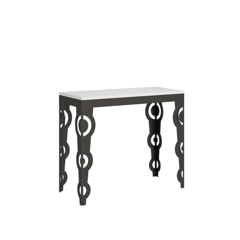 Consolle allungabile 90x40/196 cm Karamay Small Evolution telaio Antracite - Bianco Frassino