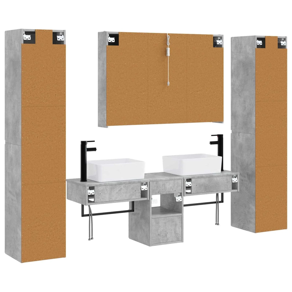Set di mobili per il bagno 6 pcs Grigio Cemento 3407202