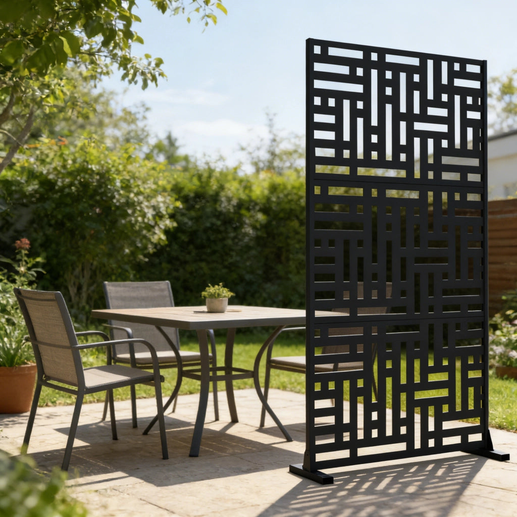 Pannello Divisorio Bernalda Struttura Traforata in Acciaio 180 x 90 cm Nero casa.pro