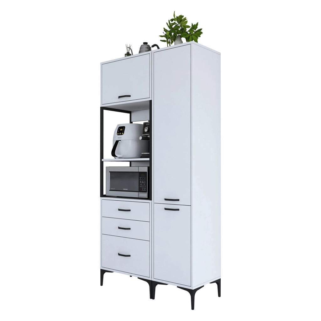 Madia Lotzorai, Credenza 8 Ripiani, 100x40x199h cm Bianco