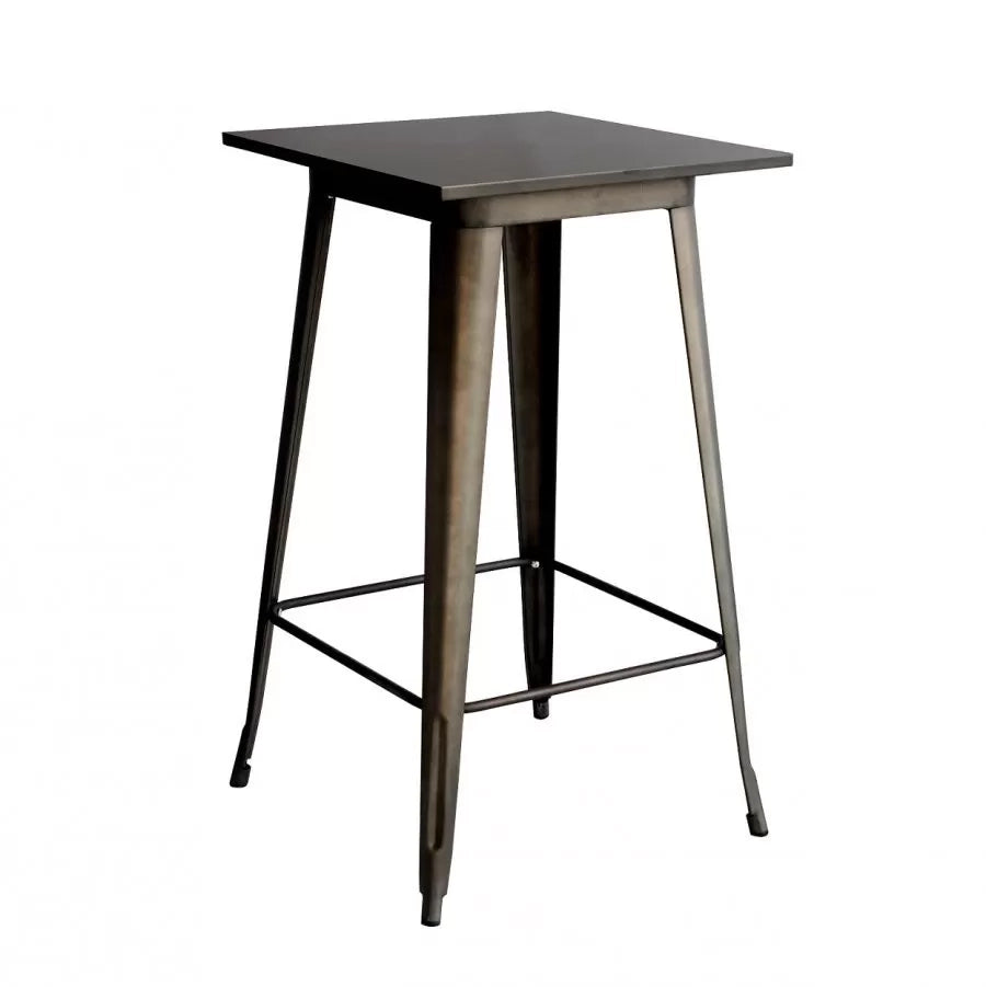 Tavolo alto piano e struttura metallo colore canna di fucile  l. 60 h. 105 p. 60