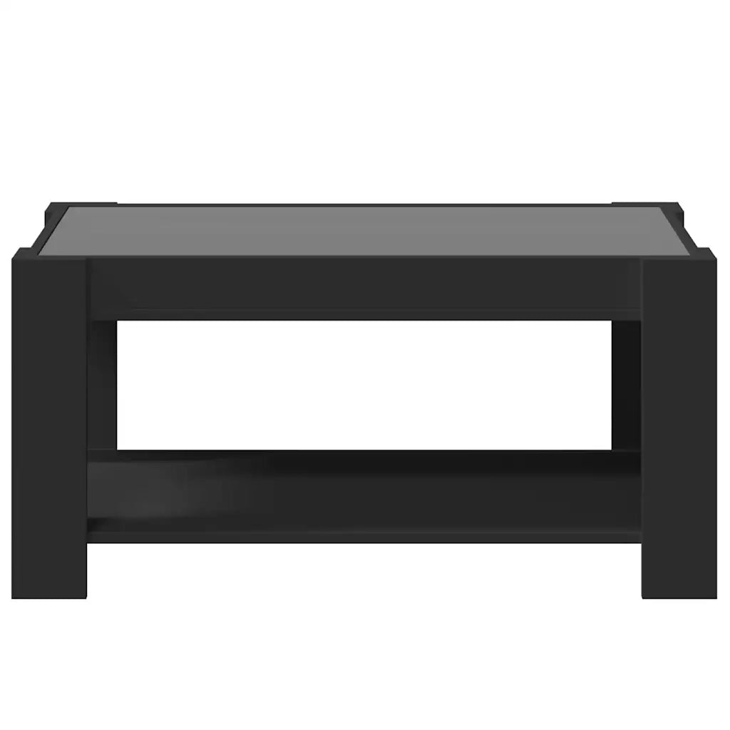 Tavolino Salotto con LED-Tavolino da soggiorno-Tavolo Nero 93x53x45 cm Legno Multistrato