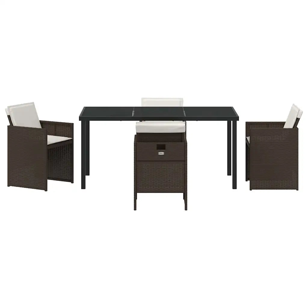 Set da Pranzo per Giardino 5 pcs Marrone polyrattan 3380603