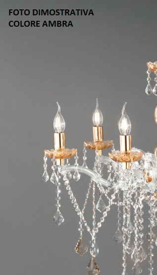 APPLIQUE DAMASCO 3 LUCI AMBRA E ORO ATTACCO E14