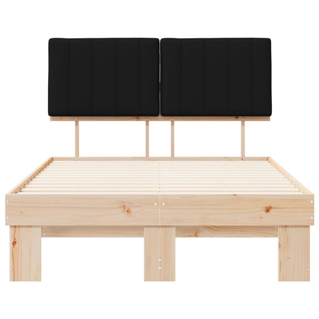 Letto con Testiera Rivestita Nero 120 x 190 cm Pino massello 877506