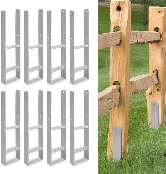 Supporto per palo H a forma di ancore 111 mm - Lunghezza totale 600 mm - Supporto per palo H