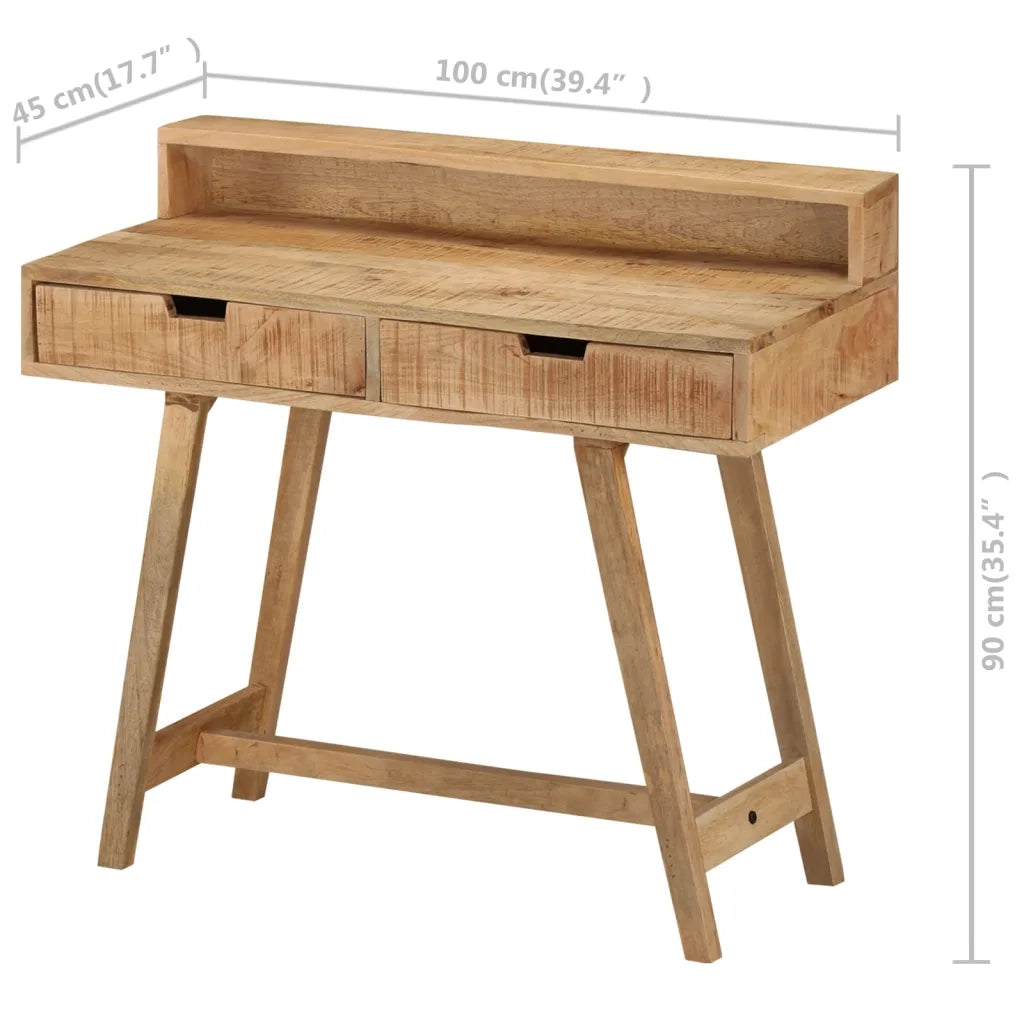 Scrivania | Tavolo da Ufficio 100x45x90 cm in Legno Massello di Mango Grezzo