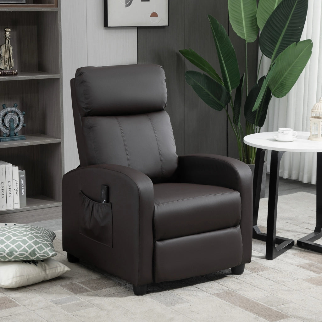 Easycomfort Poltrona Relax Massaggiante con Telecomando e 8 Programmi, Reclinazione e Poggiapiedi, 68x88x98cm, Marrone