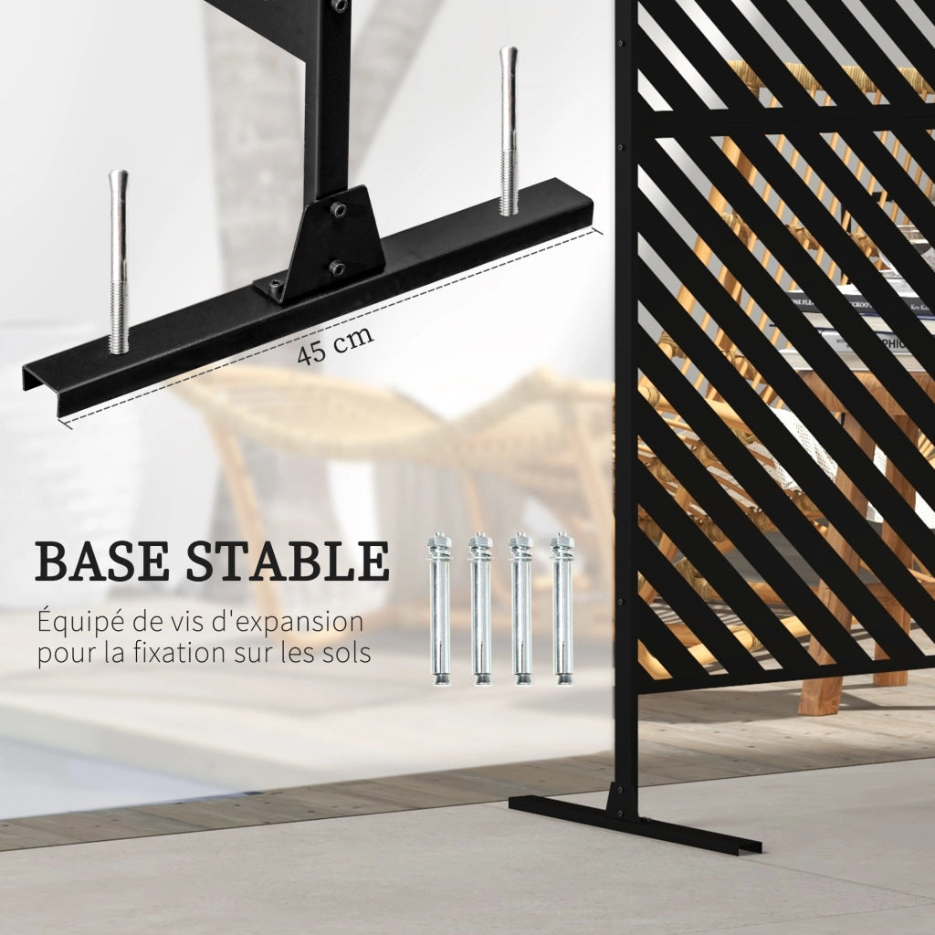 Paravento Esterno Geometrico in Metallo Nero ¨C zephmum ¨C 122x45x198 cm