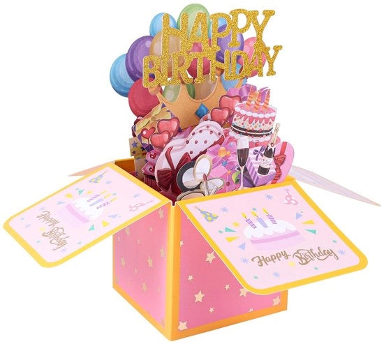 Carta di auguri pop-up creativa - multicolore - con busta - 3D - inclusa carta di auguri personalizzata - 17,5 x 8 cm