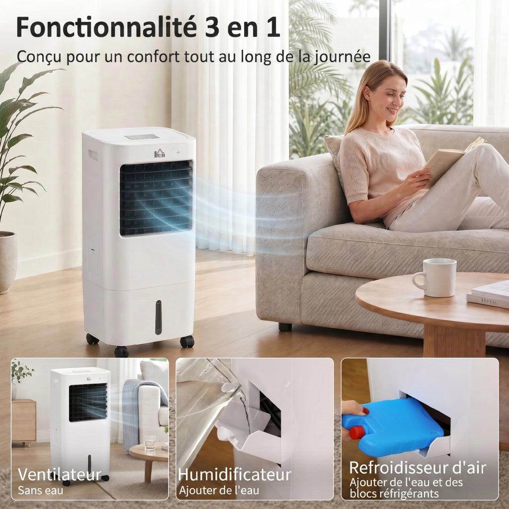 Raffrescatore d'aria portatile 3 in 1 ¨C zephmum ¨C oscillante, telecomando, 3 velocit¨¤, timer 8h, bianco