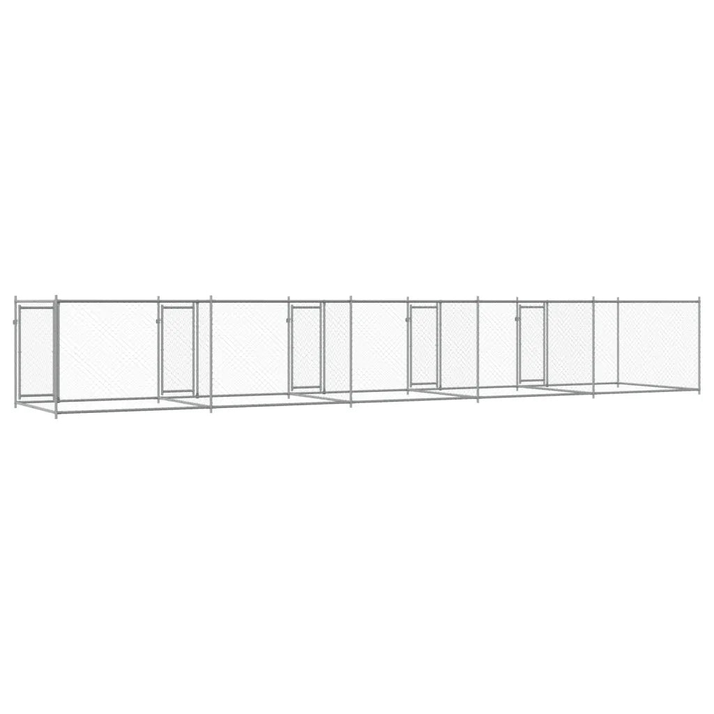 Gabbia per Cani con Porte Grigia 10x2x1,5 m in Acciaio Zincato
