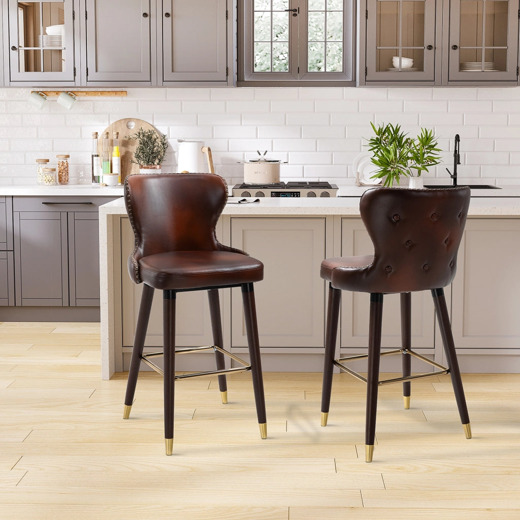 SGABELLO ALTO Set da 2 pezzi 52x53x101 cm Marrone in legno e metallo