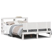 Letto matrimoniale | Letto per adulti | Giroletto con Testiera Bianco 150x200 cm Legno Massello di Pino