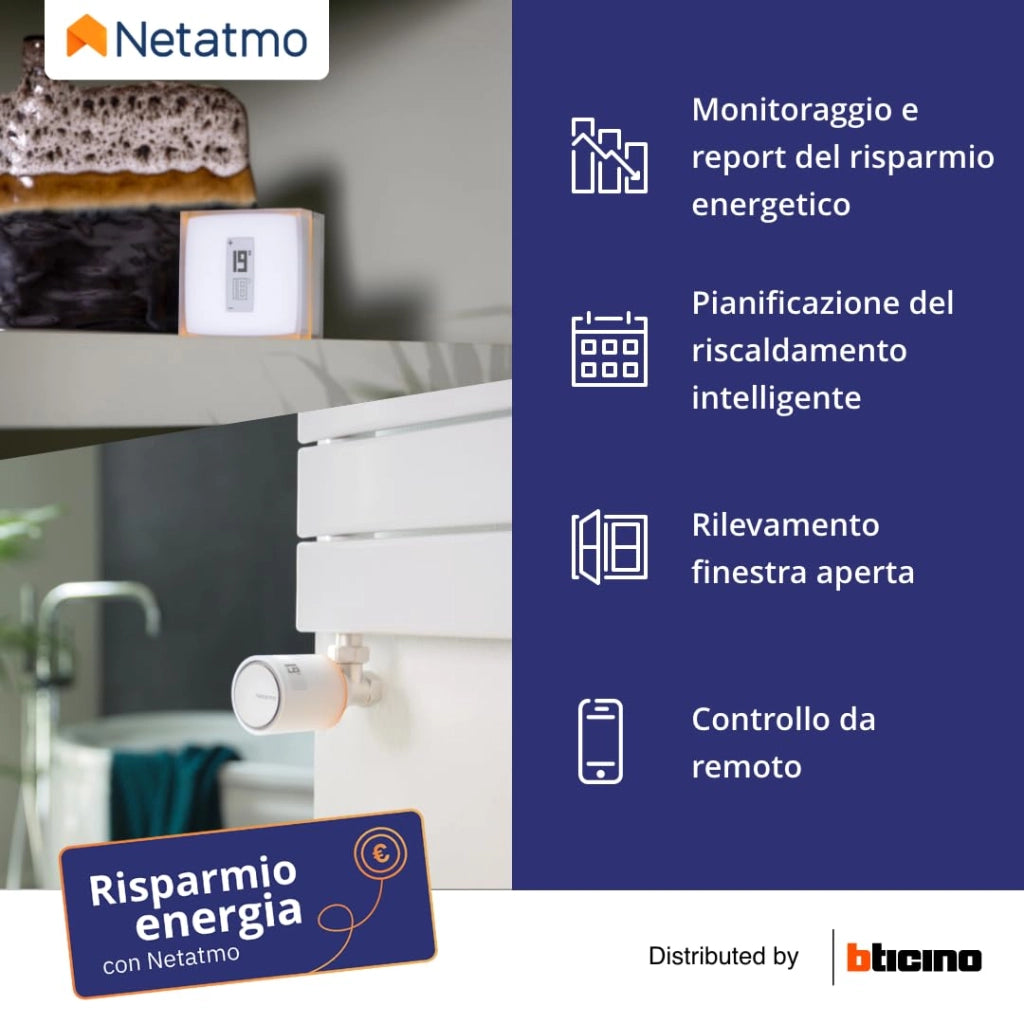 Smart Thermostat Pack + 3 teste termostatiche connesse e intelligenti, Wifi, controllo remoto tramite App, compatibile con il riscaldamento individuale, NBU-NTH-NAV-EU