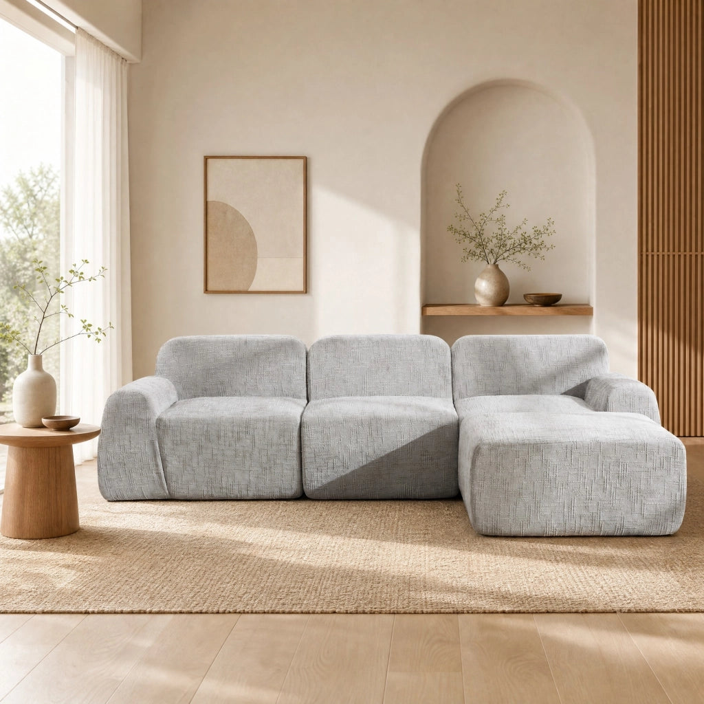 Divano senza struttura in chenille grigio