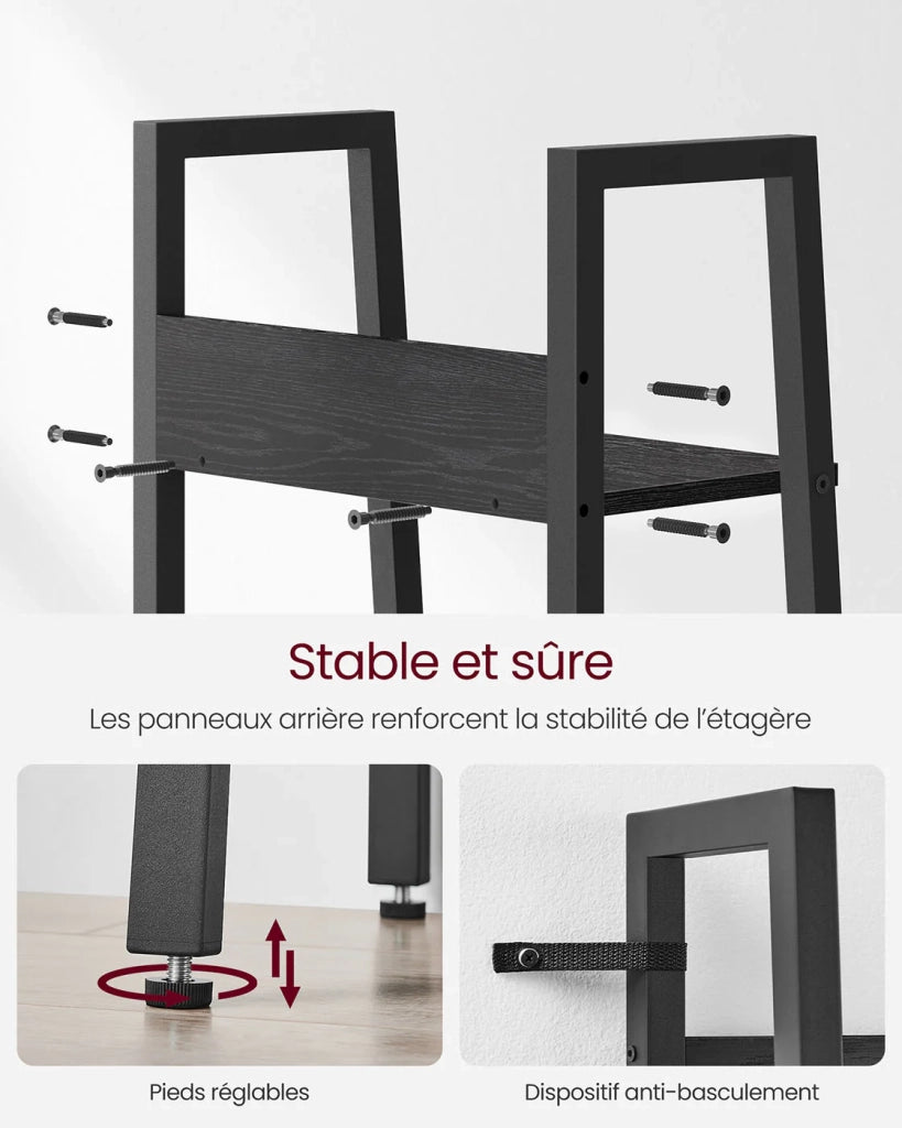 Libreria a 5 ripiani unità di archiviazione indipendente per soggiorno camera da letto cucina struttura in acciaio facile da montare stile industriale marrone rustico e nero 12_0005741