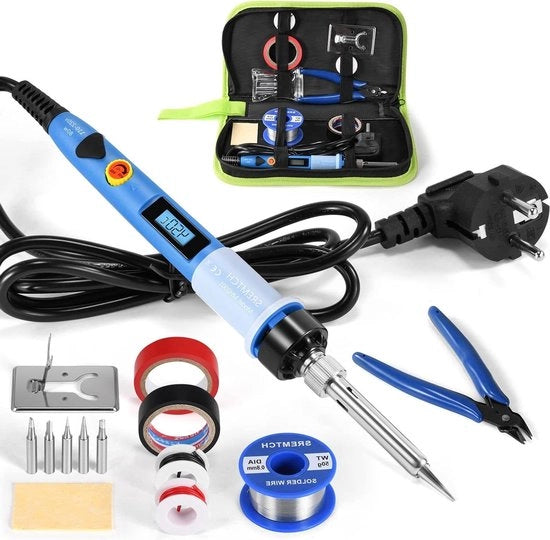 Soldeerbout LCD con schermo 80W - Temperatura regolabile - Soldeer set professionale - 200~450 ℃ - Interruttore ON/OFF - 5 punte di soldeerbout