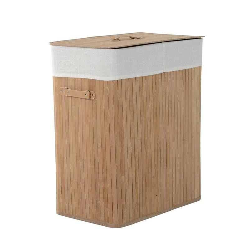 CESTA PORTABIANCHERIA IN BAMBÙ CON COPERCHIO E FODERA RIMOVIBILE 52 X 32 X 63 CM