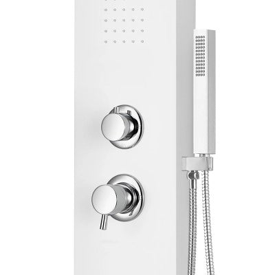 Colonna doccia idromassaggio in alluminio bianco opaco con 4 getti