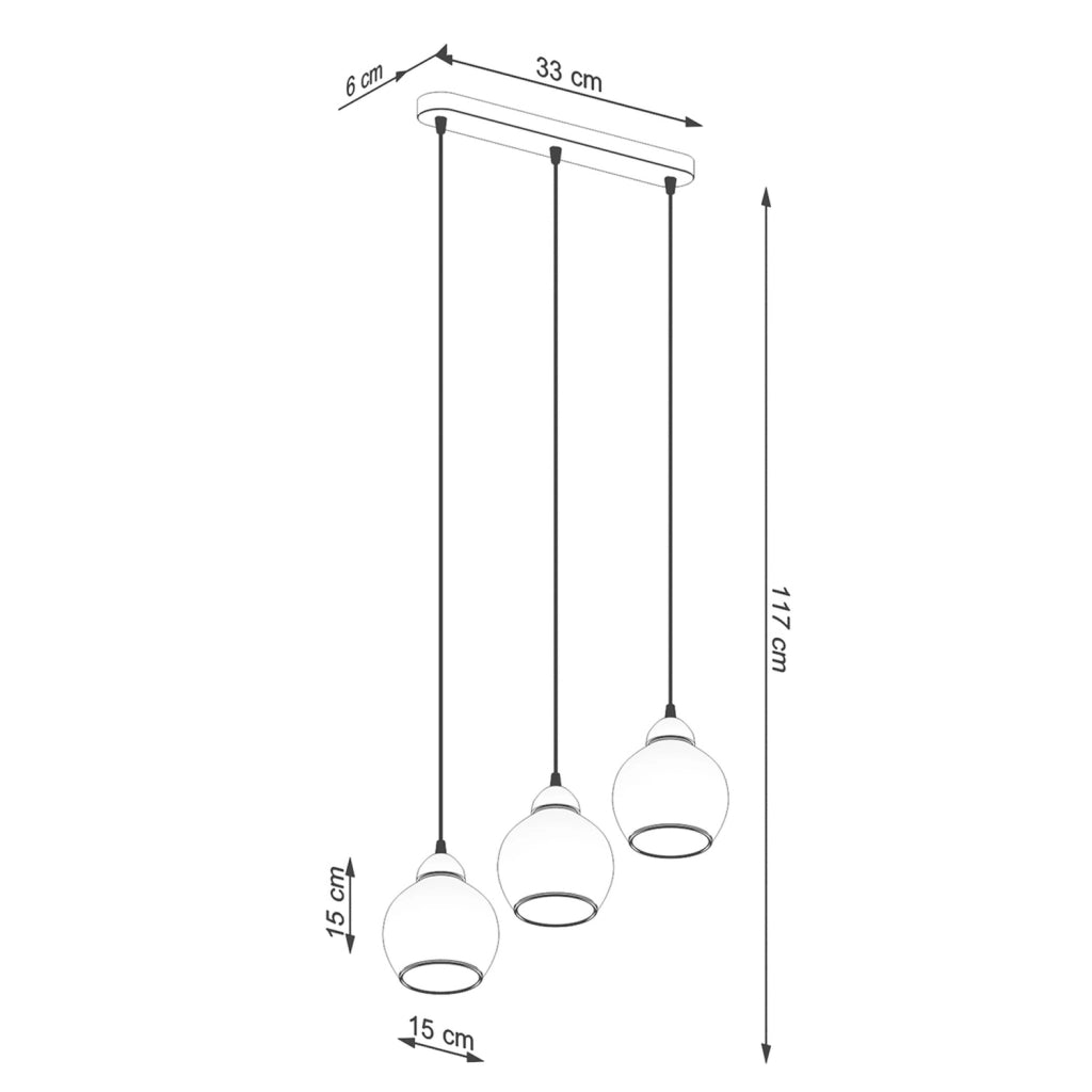 Lampadario Pure Lume Rovano nero 3 luci sfere fumé E27