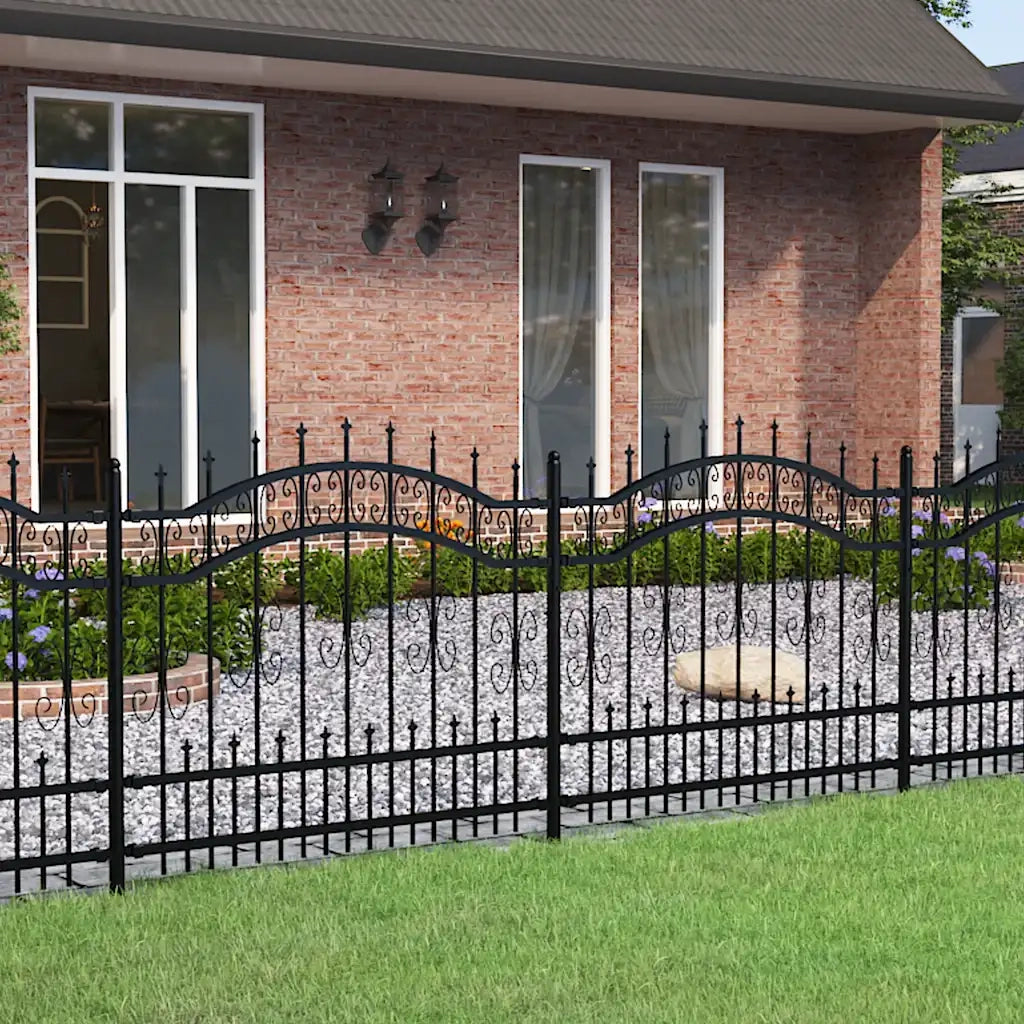 Recinzione da Giardino Kampen con Punta a Lancia Nera 240x100 cm in Acciaio 151085