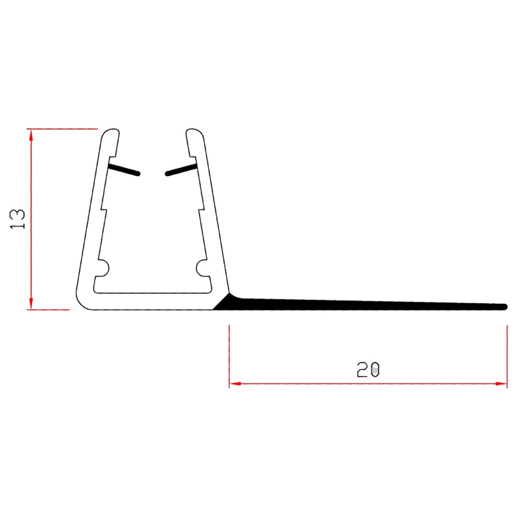 Guarnizione da 2mt Per Box Doccia Con Gocciolatoio Vetro 6-8mm - 404