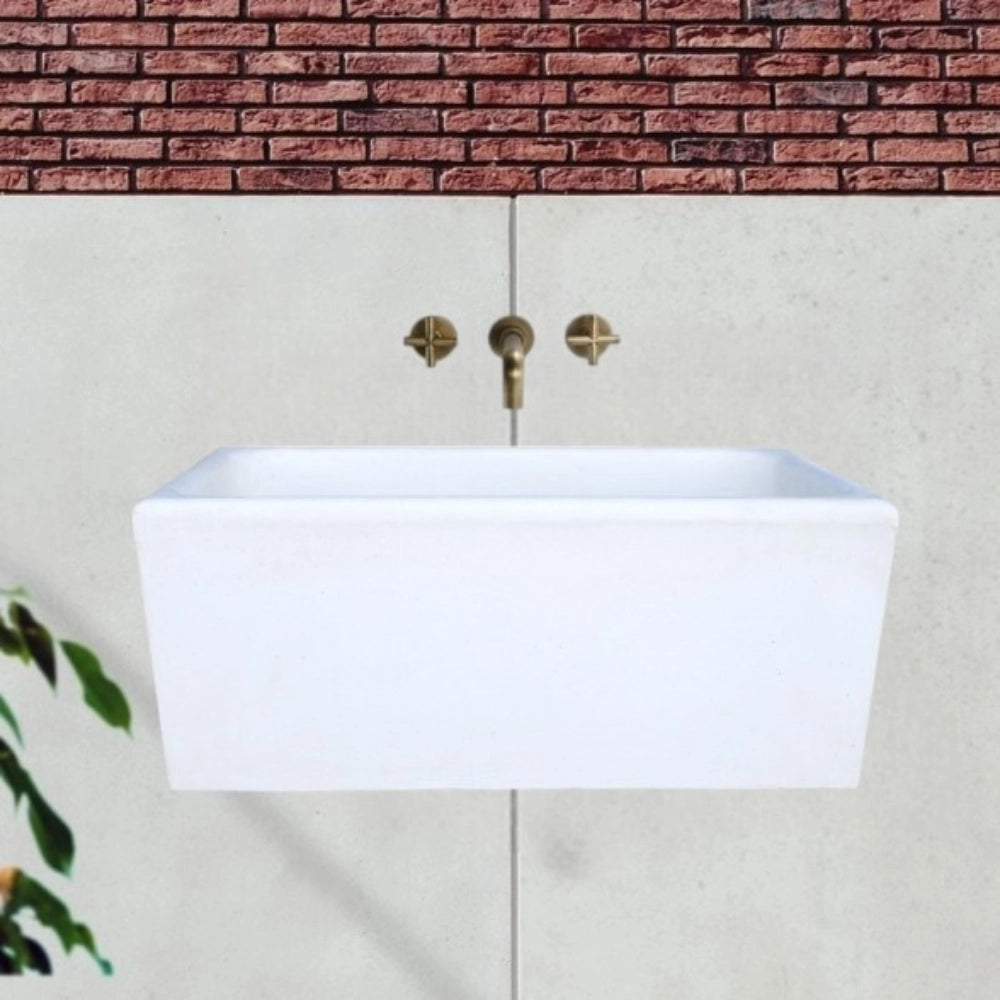 Pilozza calcestruzzo cemento serie ostuni design moderno bianco verniciabile *** misure 75 x 55 x h.30 cm, confezione 1