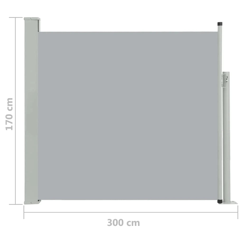 Tenda da sole laterale retrattile/schermo privacy per patio giardino terrazza balcone 170 x 300 cm grigio 02_0007314