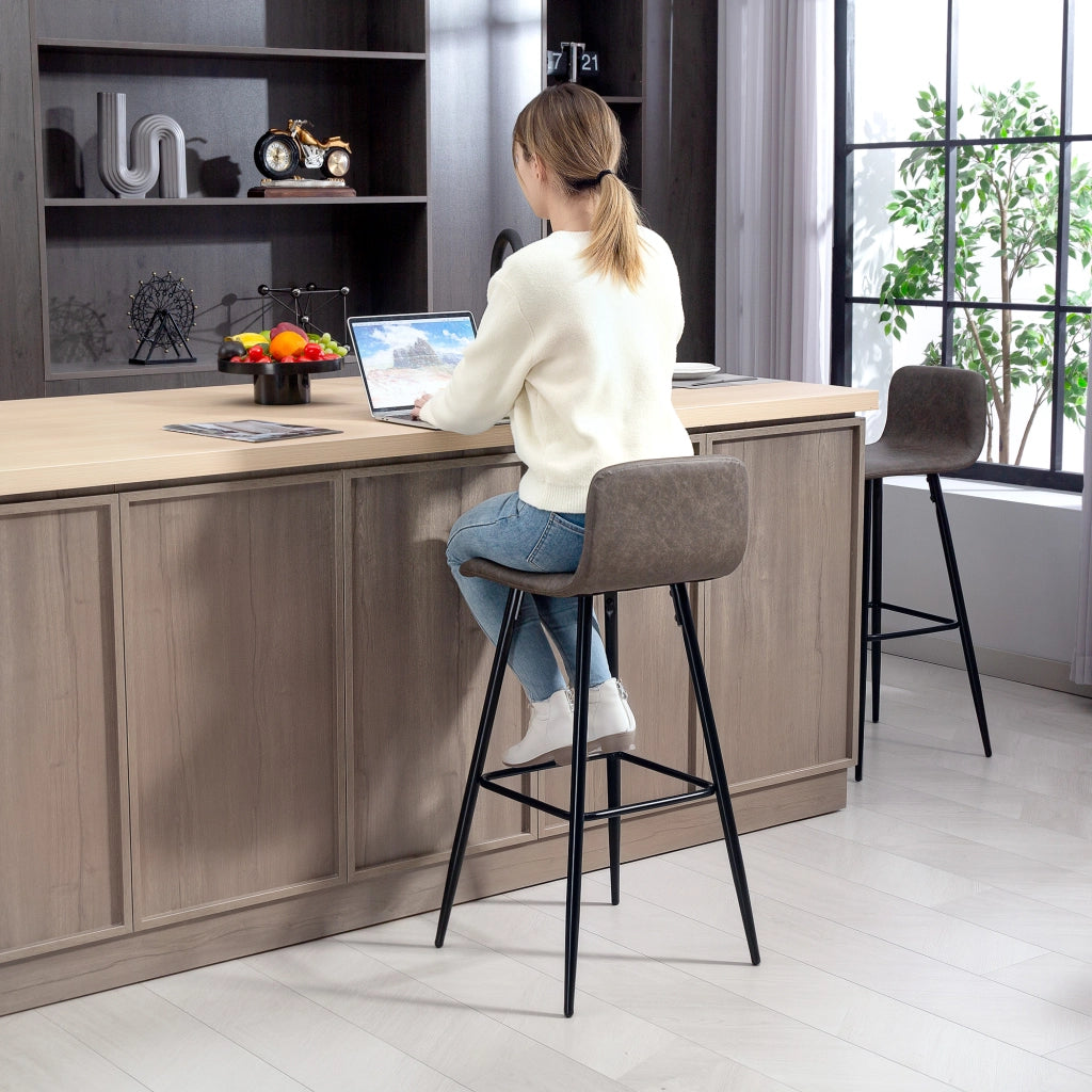 Sgabello Bar con Schienale ¨C Zephmum ¨C Marrone Scuro