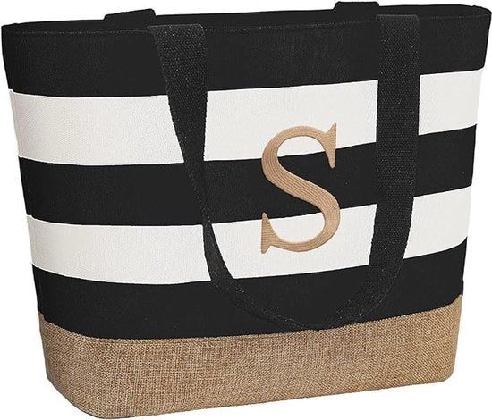 Borsa personalizzata, borsa da spiaggia per donna con zip, grande borsa con iniziali per donna, regali personalizzati per donna per amica, moglie, collega, madre, sorelle, donna, compleanno (S)