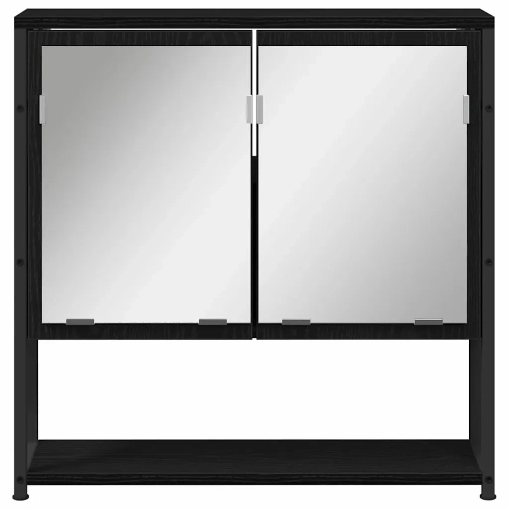 Mobiletto per specchio con porta Rovere Nero 60 x 16 x 60 cm 862225