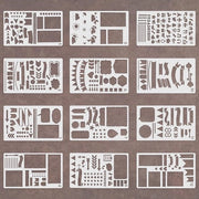 Set di stencil per Bullet Journal 12 pezzi - Stencil riciclabili - PET ecosostenibile - Accessori creativi - Per scrapbooking - Facili da pulire