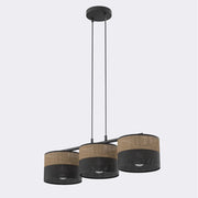 Lampada a sospensione KARBON a tre luci in acciaio nero