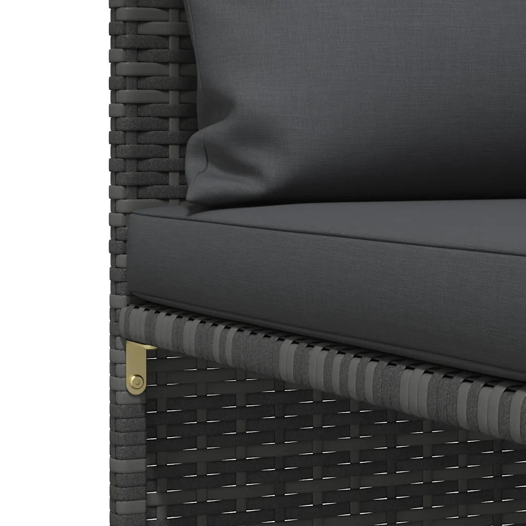 Divano ad Angolo Modulare con Cuscini in Polyrattan Grigio 313493