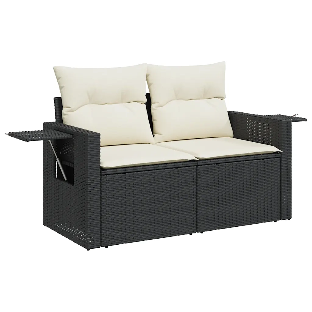 Set Divano da Giardino 6 pz con Cuscini Nero in Polyrattan 3267886