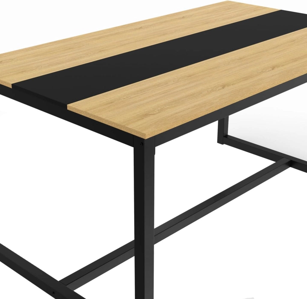 Tavolo da pranzo DOVER per 8 persone con fascia centrale nera design industriale 150 cm
