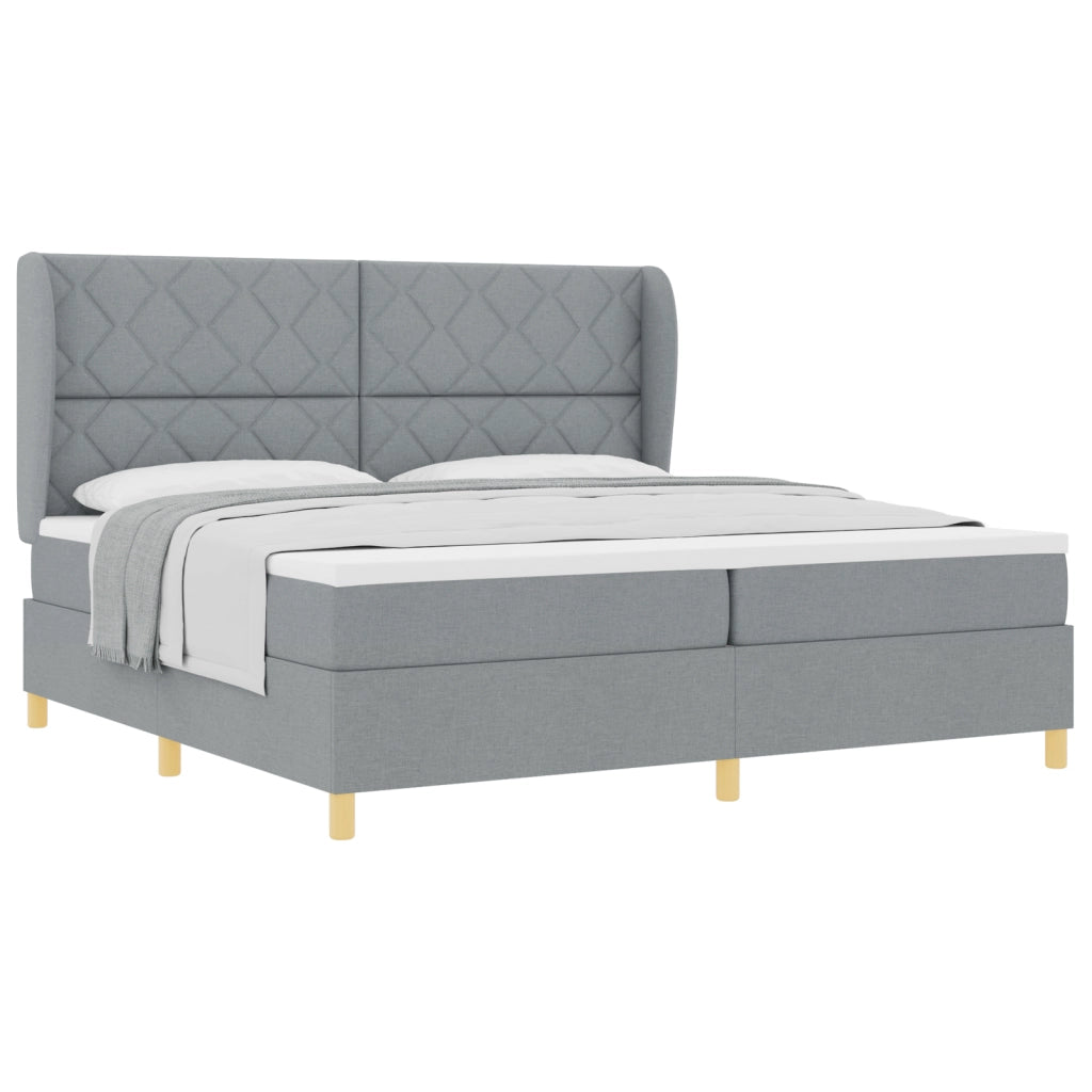 Letto a Box Spring con Materasso Grigio Chiaro 200x200 cm Tessuto