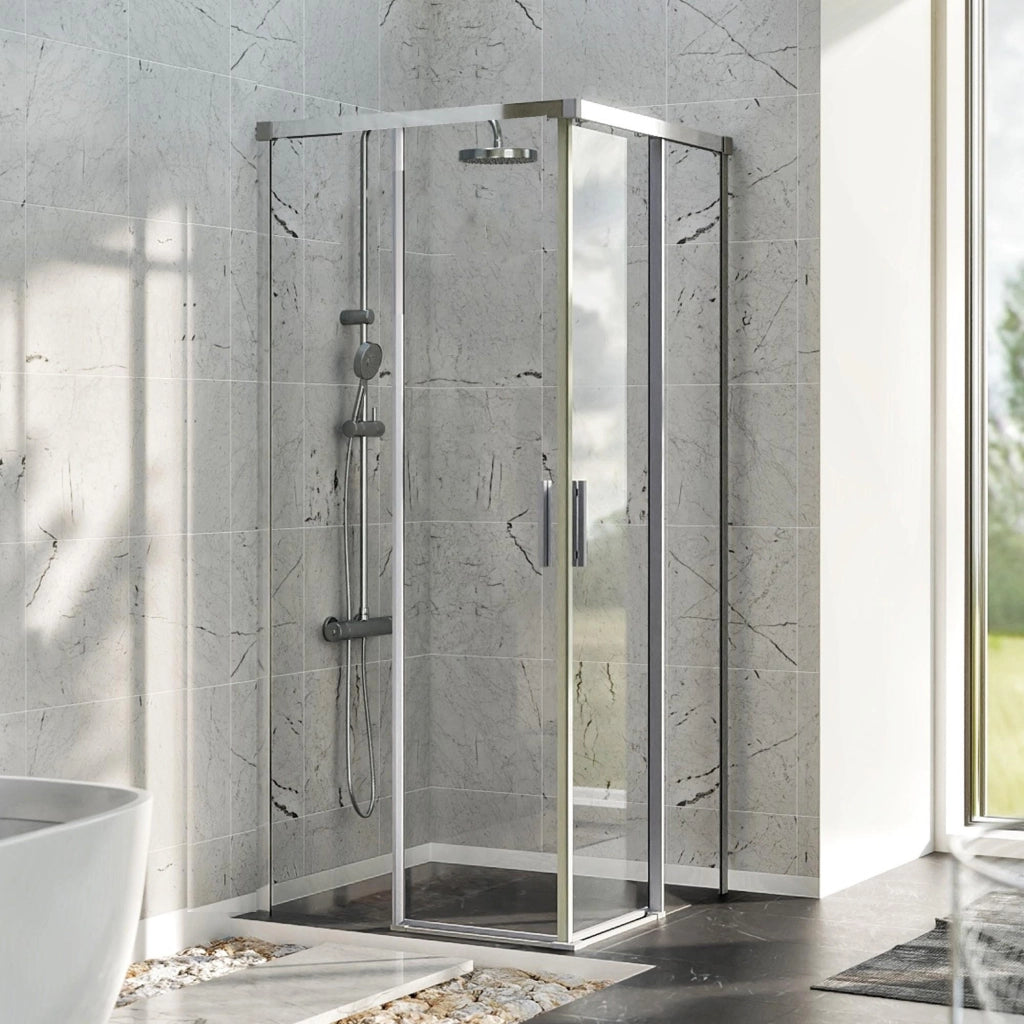 Box Doccia angolare 80x90 cm 2 ante Scorrevoli in Cristallo trasparente 6mm H195 Bonussi Grace
