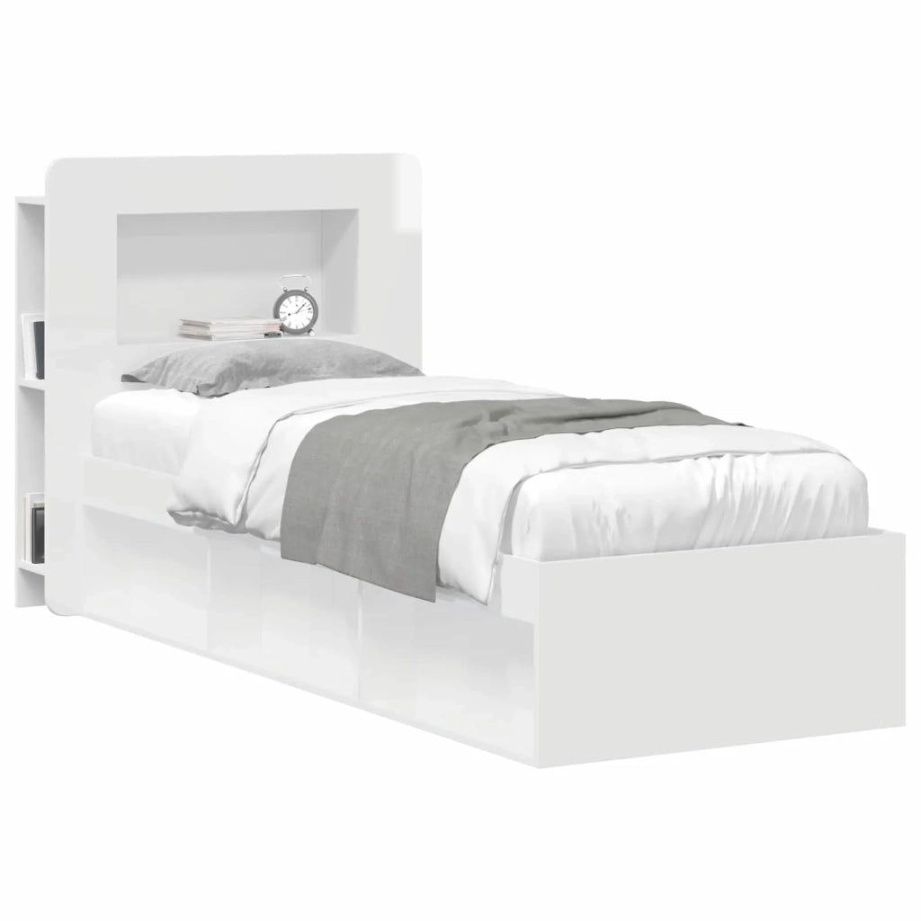 Testata del letto Bianco Lucido Legno ingegnerizzato